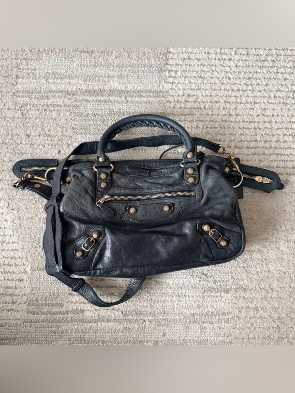 Rare BALENCIAGA Agneau Giant 21 Rose Gold Hardware City Anthracite bag